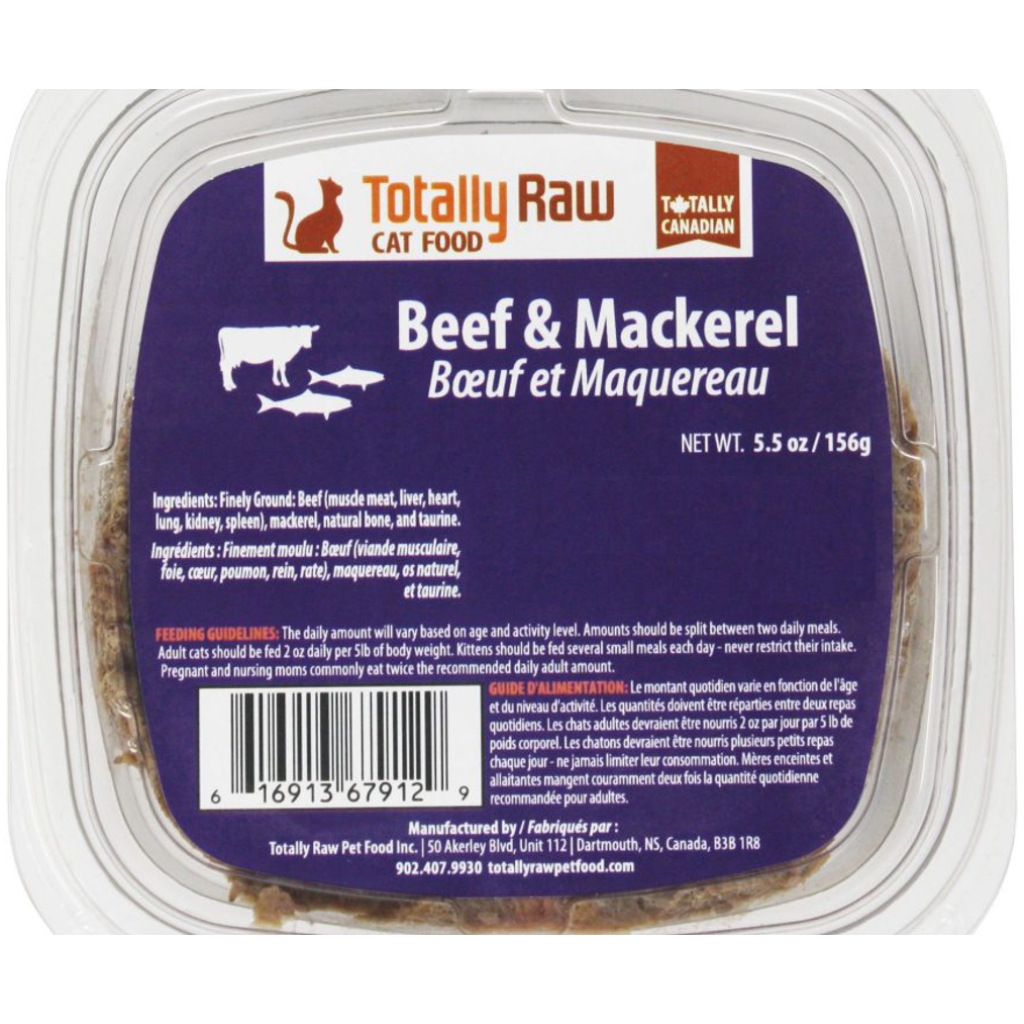 Totally Raw Cat Food Beef & Mackerel 156g