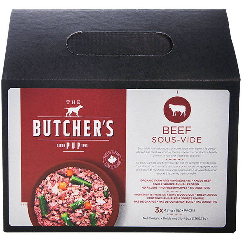 The Butchers Pup Beef Dinner Frozen Dog Food Vacuum-Sealed 3 X 454g