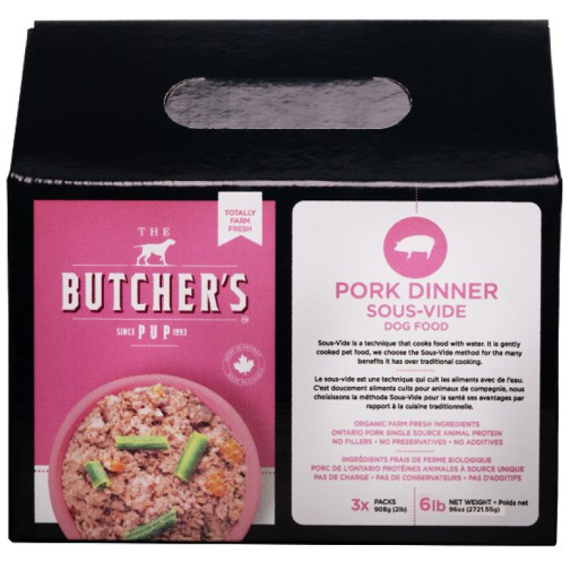The Butchers Pup Dog Food Pork Dinner 3 x 2lbs - 6lbs