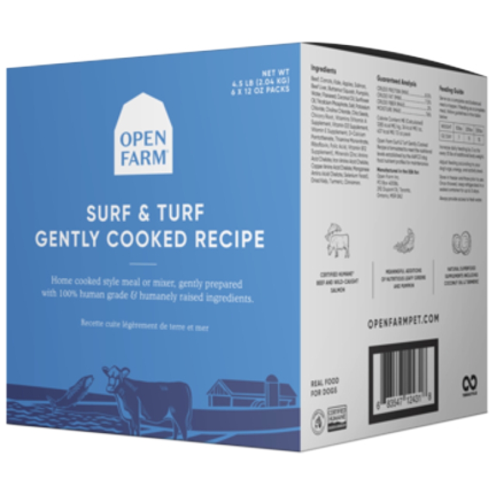 Open Farm Frozen Surf & Turf Gently Cooked Recipe 4.5lbs 6 x 12oz