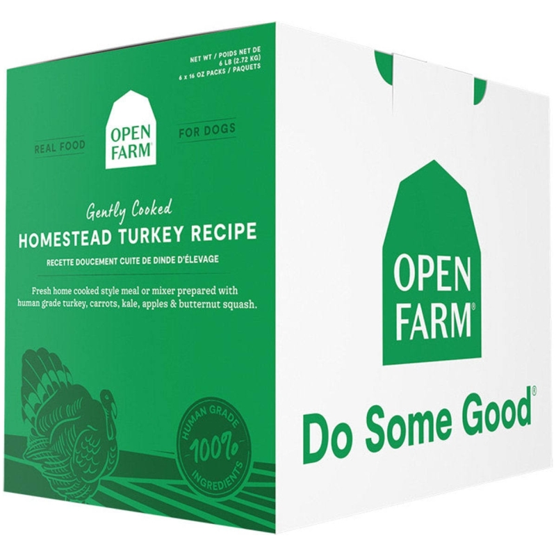 Open Farm Homestead Turkey Gently Cooked Recipe Frozen Dog Food 6 lbs 6 x 16oz