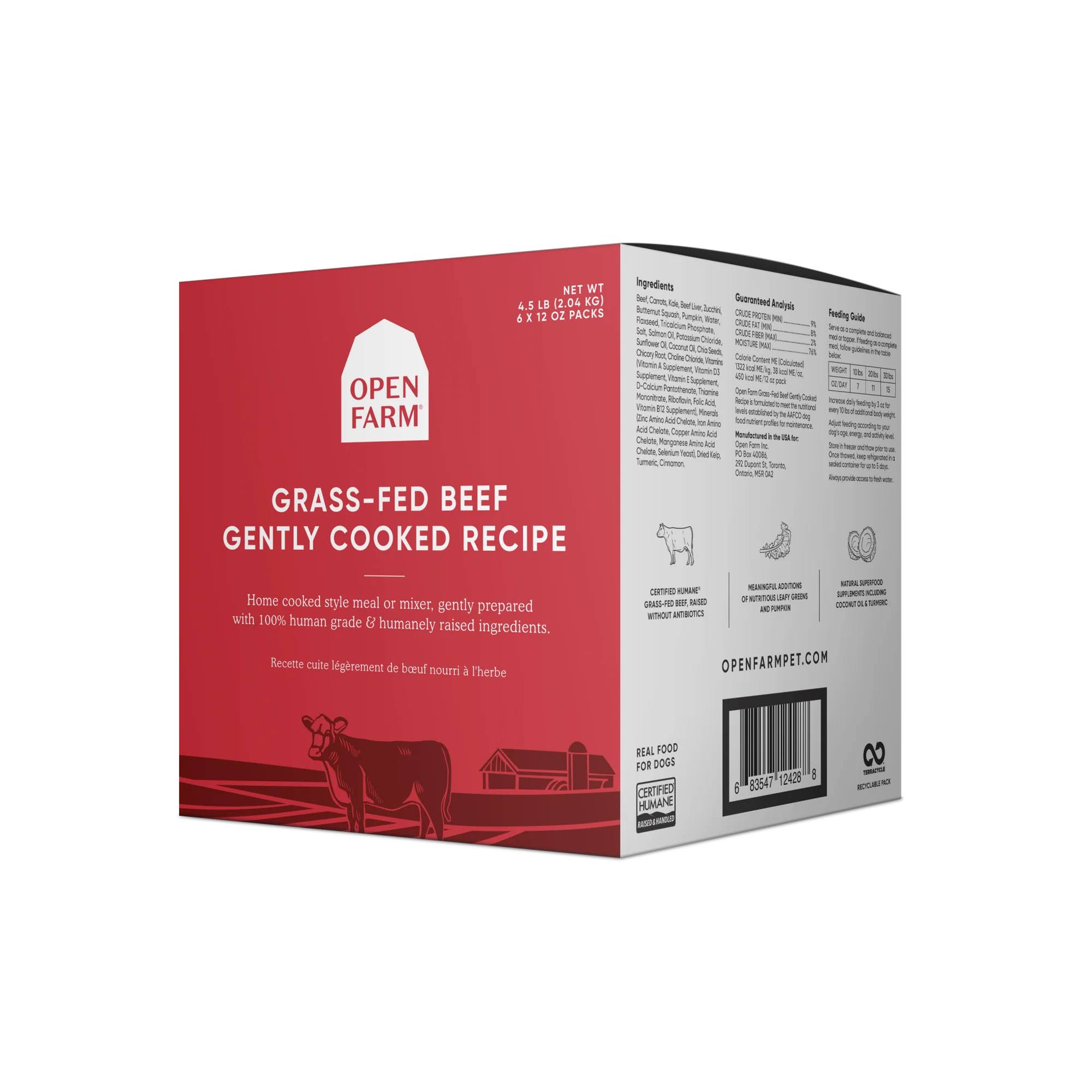 Open Farm Grass-Fed Gently Cooked Beef Dog Food 4.5lbs 6 x 12oz