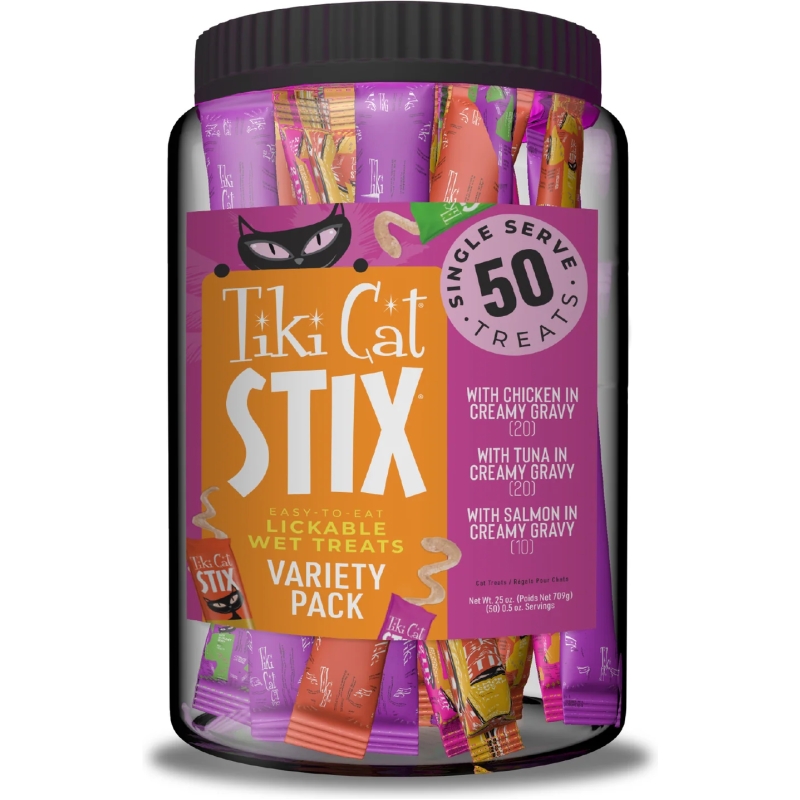 Tiki Cat Stix Wet Treats Variety Mega Jar 50/0.5 oz