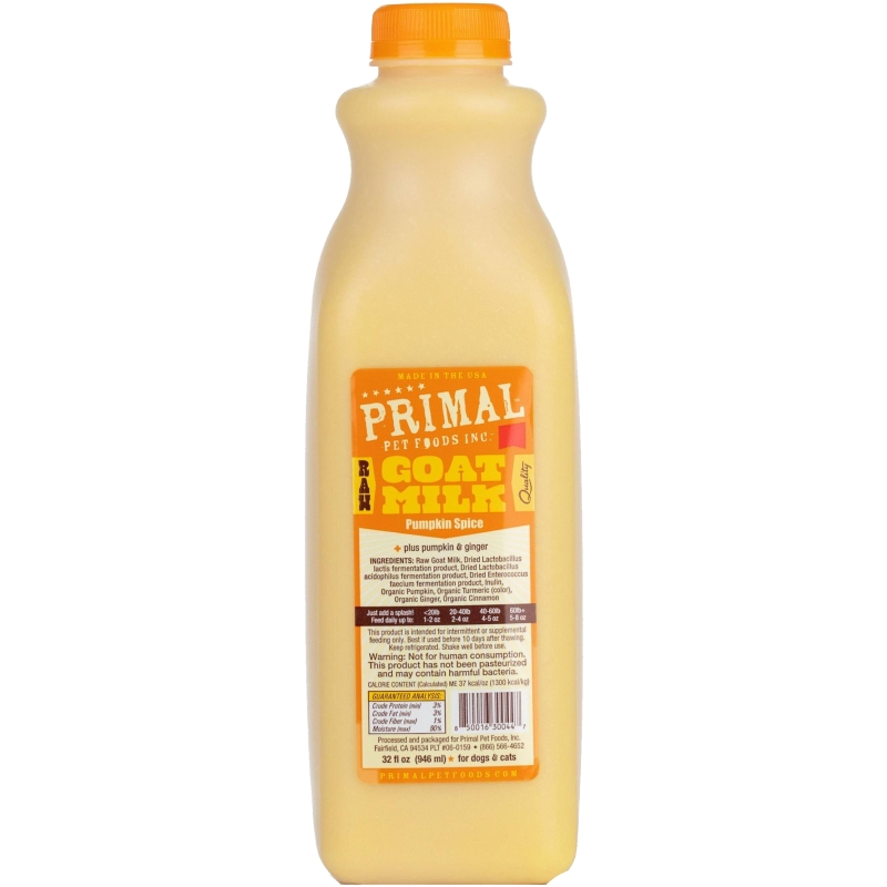 Primal Pet Foods Frozen Raw Goat Milk Pumpkin Spice Quart 32 Oz