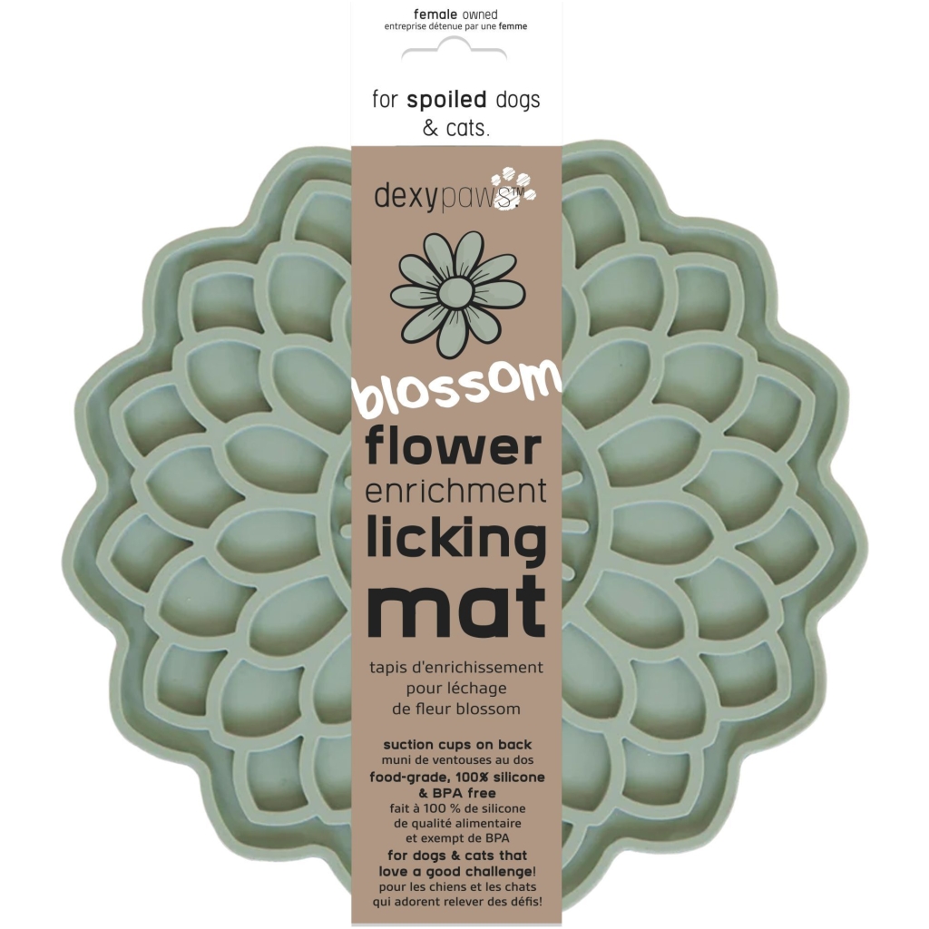 Dexypaws Enrichment Licking Mat, Flower Shaped, Green Sage
