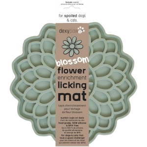 Dexypaws Enrichment Licking Mat, Flower Shaped, Green Sage