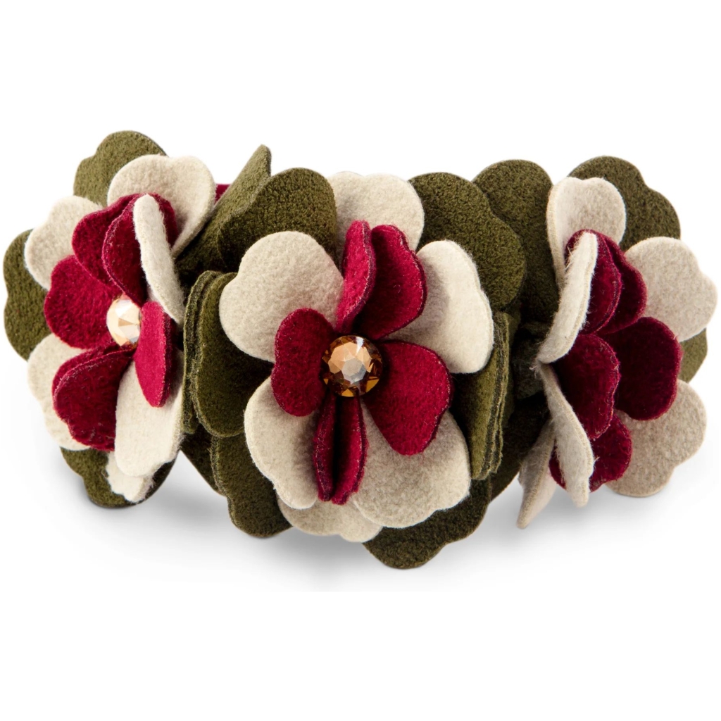Susan Lanci  Beautiful soft suede collar w/Swarovski crystals and flowers