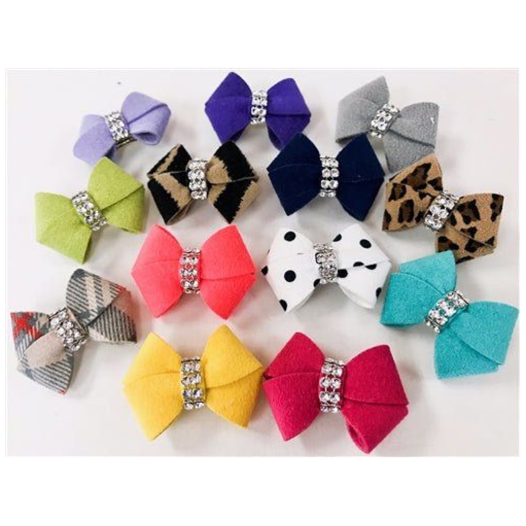 Susan Lanci Beautiful Suede hair bows w/Swarovski crystals Asst.