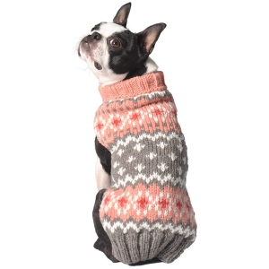 Chilly Dog Peach Fair Isle Wool Sweater