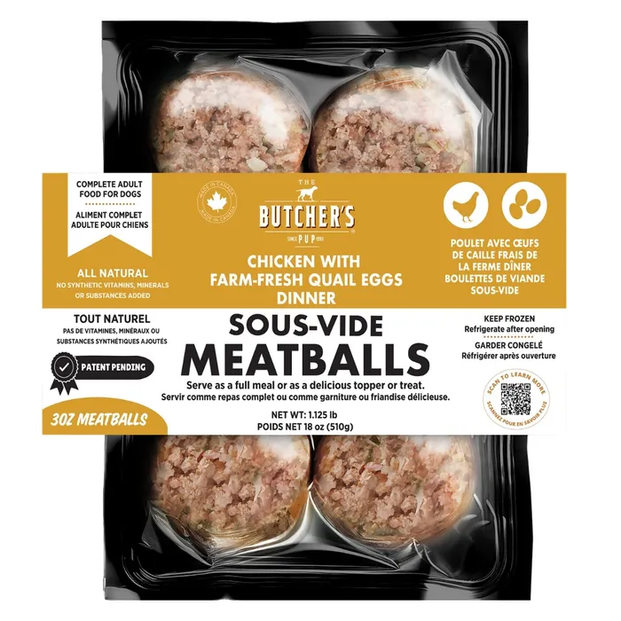 The Butcher’s Pup Frozen Meatballs – Chicken & Quail Egg 1.125lb ...