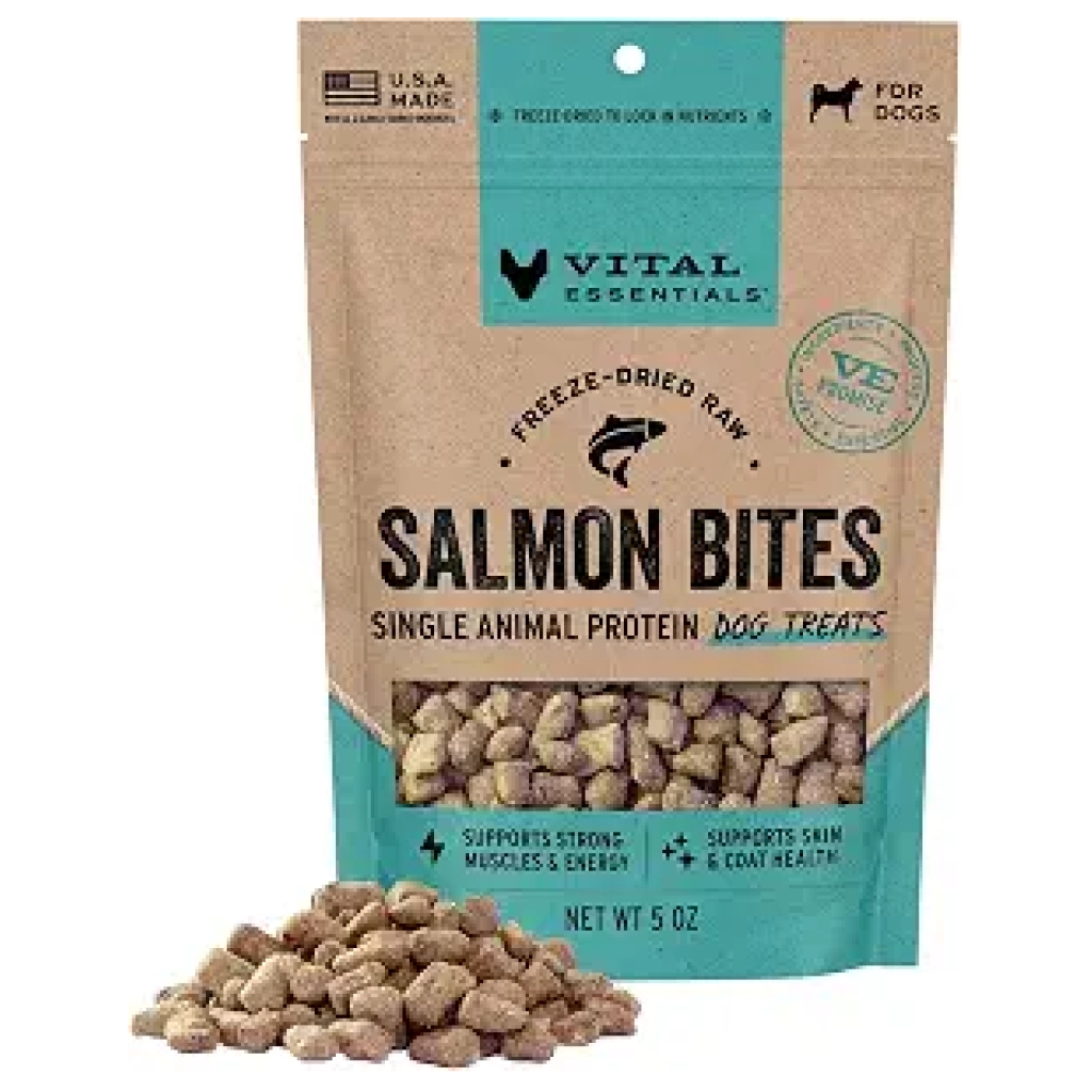 Vital Essentials Freeze-Dried Raw Salmon Bites Dog Treats 5 oz